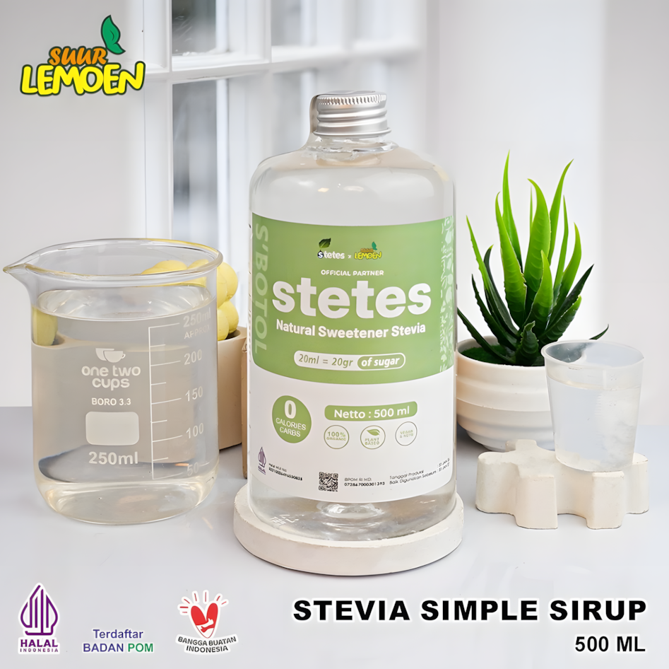 Suur Lemoen x Stetes – Stevia Simple Sirup 500ml – Pemanis Stevia Asli Tanpa Gula Zero Calorie